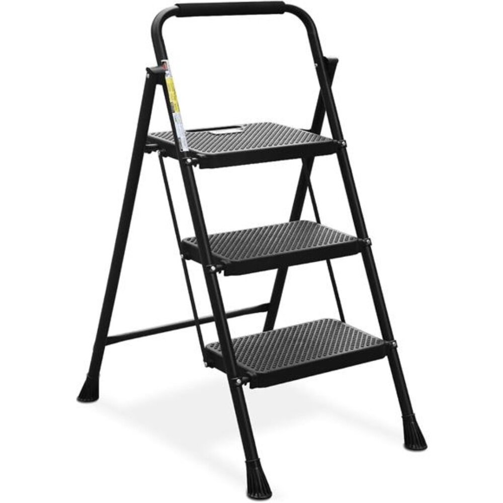 Step Ladder, Folding Step Stool with Wide Anti-Slip Pedal, Sturdy Steel Ladder